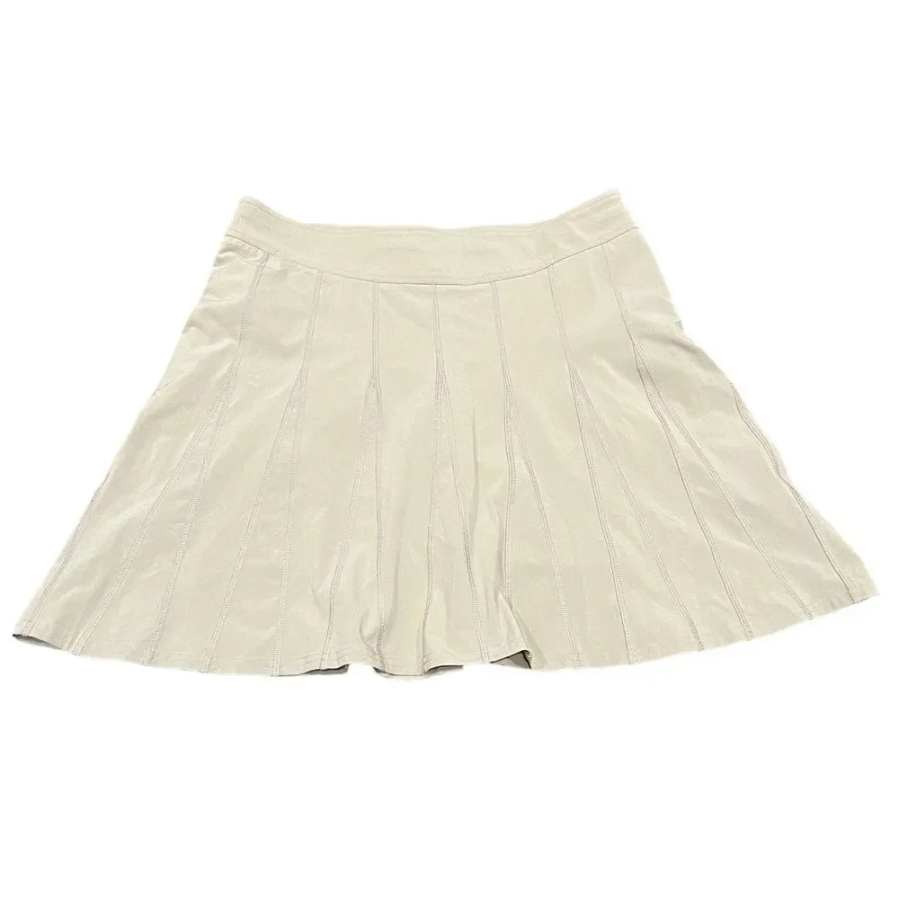 Athleta Cream Pleated A-Line Skirt